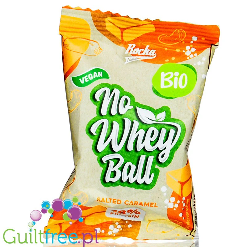 Rocka Nutrition NO WHEY Vegan BIO Ball, Salted Caramel - proteinowa kula mocy, smak Solony Karmel