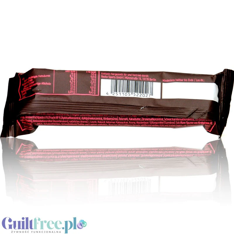 Rocka Nutrition Protein Bar, Choco Raspberry Fudge - wegański baton białkowy bez cukru i oleju palmowego 16g białka - Image 2