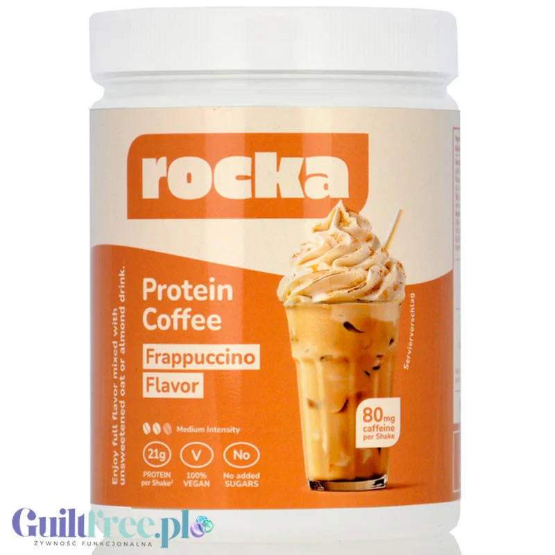 Rocka Nutrition Protein Coffee Frappuccino 300g - wegańska kawa proteinowa 80mg kofeiny, z 4 źródeł białek roślinnych bez cukru