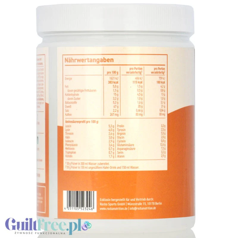 Rocka Nutrition Protein Coffee Frappuccino 300g - wegańska kawa proteinowa 80mg kofeiny, z 4 źródeł białek roślinnych bez cukru - Image 2