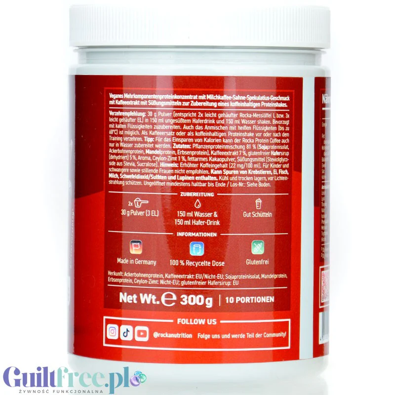 Rocka Nutrition Protein Coffee Speculoos Latte 270g - wegańska kawa proteinowa 65mg kofeiny, smak Ciasteczka Spekulos - Image 3