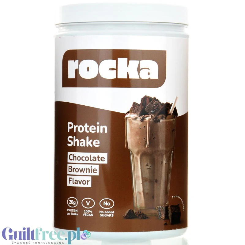 Rocka Nutrition Protein Shake Chocolate Brownie 0,9kg - wegańska odżywka białkowa 4 źródła białka, bez glutenu