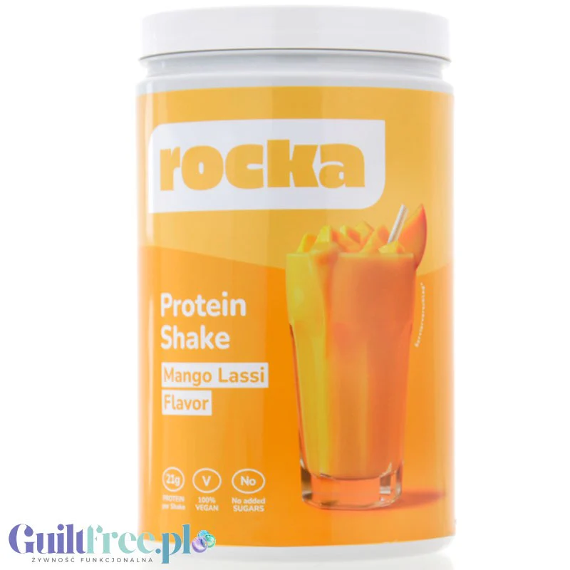 Rocka Nutrition Protein Shake Mango Lassi 0,9kg - wegańska odżywka białkowa 4 źródła białka