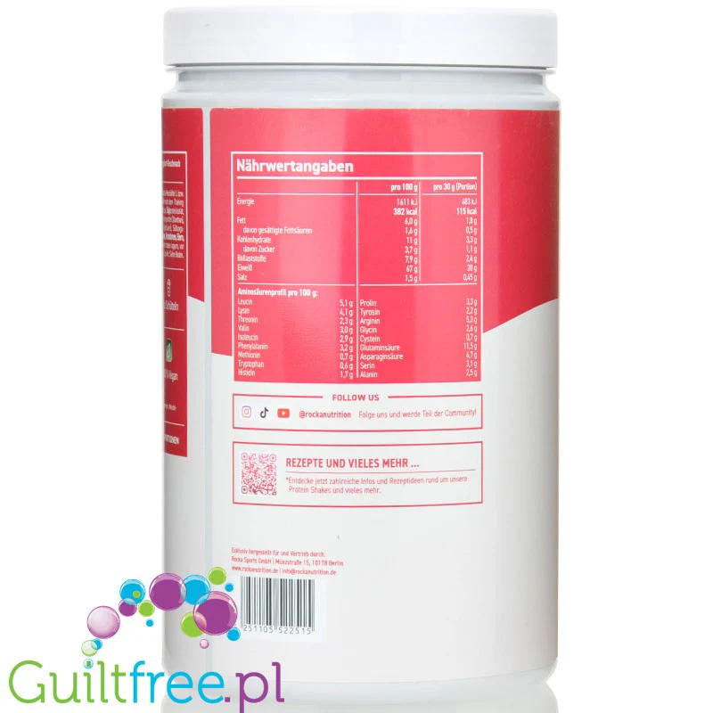 Rocka Nutrition Protein Shake Raspberry Yogurt 1kg - wegańska odżywka białkowa 5 źródeł białka - Image 3