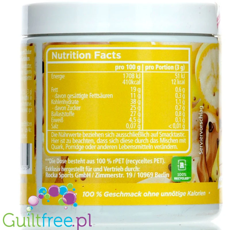 Rocka Nutrition Smacktastic Banana Chocolate Split 90g - słodzący aromat słodzący w proszku, Banan, Czekolada & Bita Śmietanka - Image 2