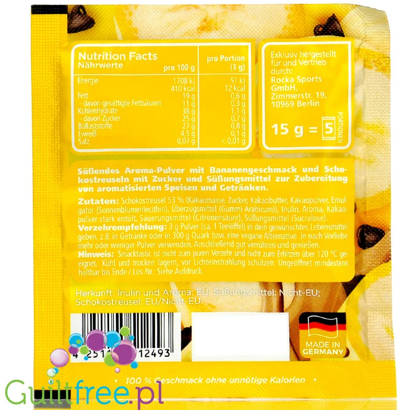 Rocka Nutrition Smacktastic Banana Chocolate Split - słodzący aromat słodzący w proszku, Banan, Czekolada & Bita Śmietanka - Image 2