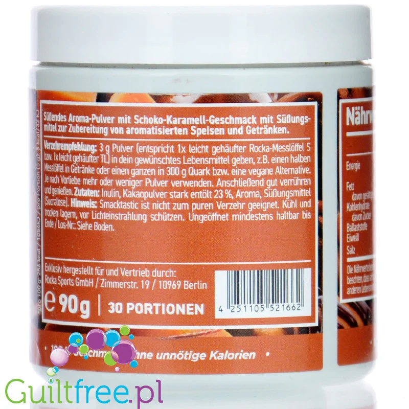 Rocka Nutrition Smacktastic Choco Caramel Fudge 90g - wegański słodzący aromat czekoladowo-karmelowy w proszku - Image 3