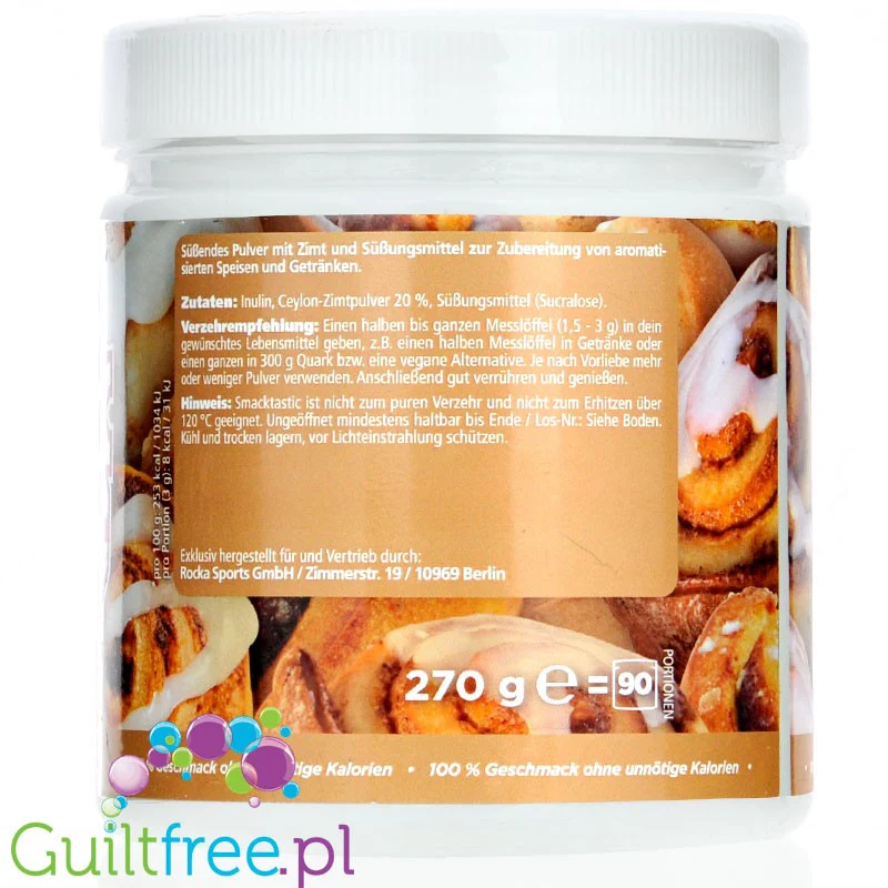 Rocka Nutrition Smacktastic Cinnamon Roll 270g - wegański słodzący aromat drożdżówki cynamonowej w proszku - Image 2