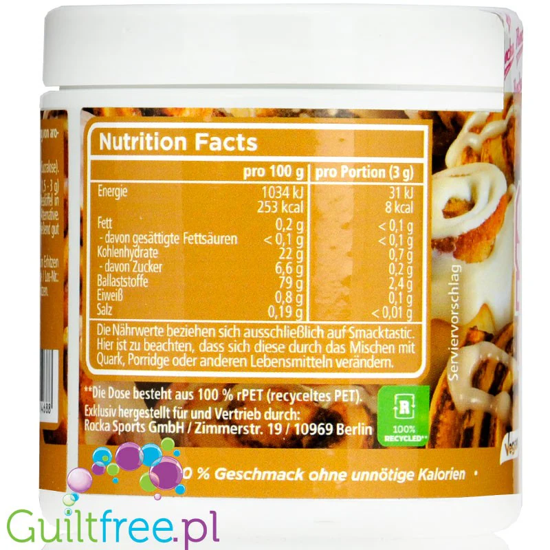 Rocka Nutrition Smacktastic Cinnamon Roll 90g - wegański słodzący aromat drożdżówki cynamonowej w proszku - Image 3