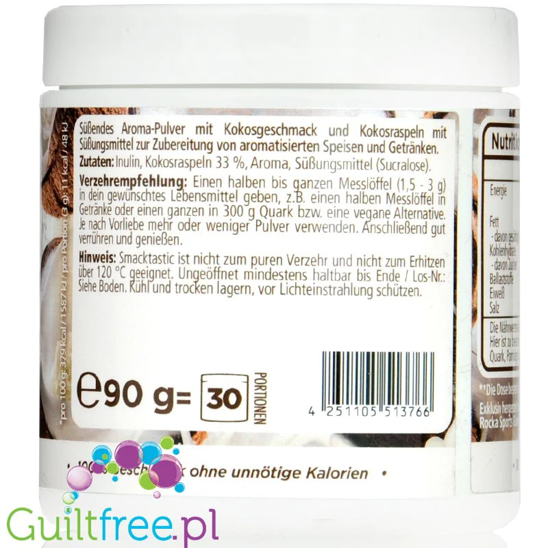 Rocka Nutrition Smacktastic CocoLoco 90g - wegański kokosowy aromat słodzący w proszku - Image 2