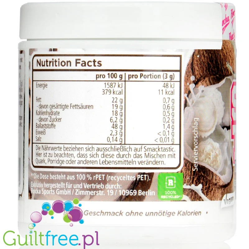Rocka Nutrition Smacktastic CocoLoco 90g - wegański kokosowy aromat słodzący w proszku - Image 3