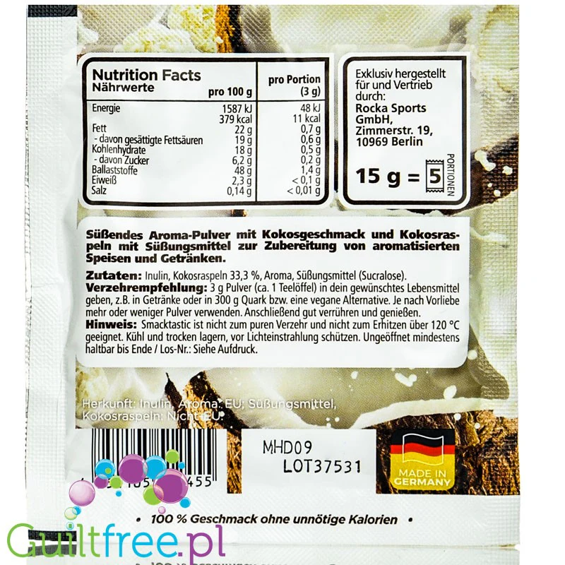 Rocka Nutrition Smacktastic CocoLoco - wegański kokosowy aromat słodzący w proszku - Image 2
