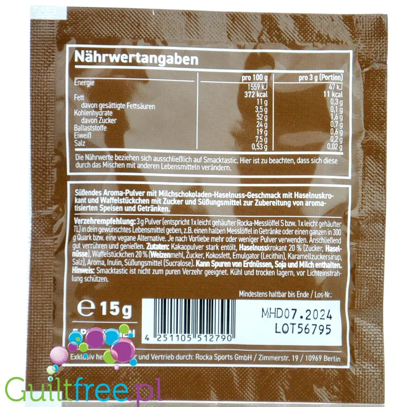 Rocka Nutrition Smacktastic Crunchy Nougat - wegański słodzący aromat pralinek laskowych w proszku - Image 4