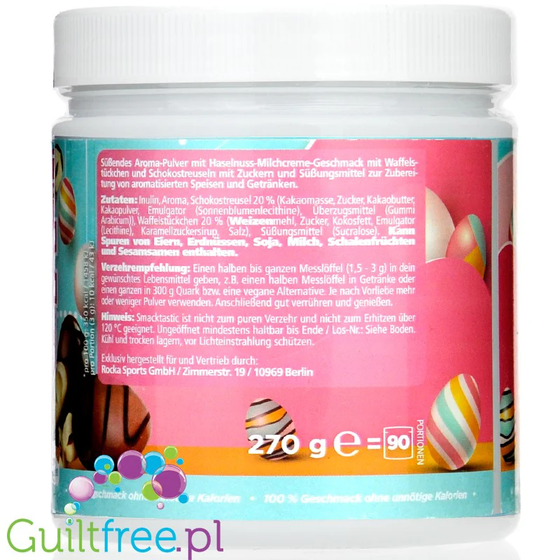 Rocka Nutrition Smacktastic Kiddy Hazelnut Cream - słodzący aromat mlecznych jajeczek z kremem laskowym - Image 4