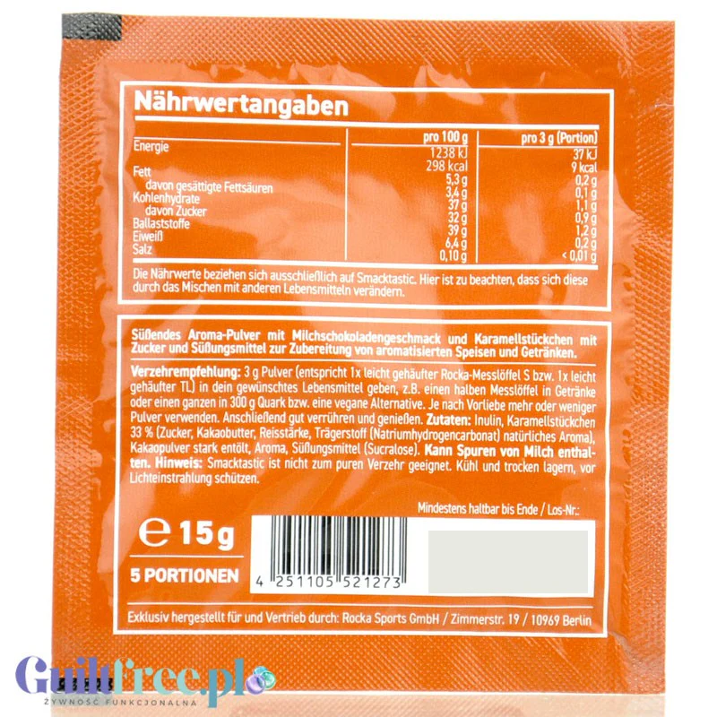 Rocka Nutrition Smacktastic Kiddy Schoko Caramel Crisp - słodzący aromat mlecznej czekolady w proszku - Image 2