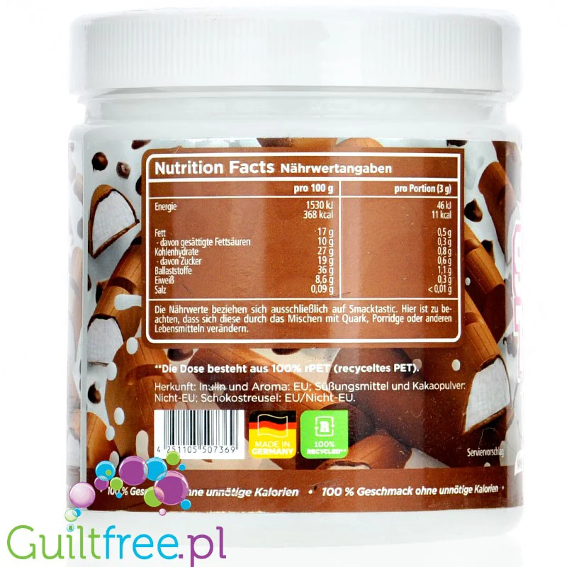 Rocka Nutrition Smacktastic Kiddy Schoko Choco Chip 250g  - słodzący aromat mlecznej czekolady w proszku - Image 2