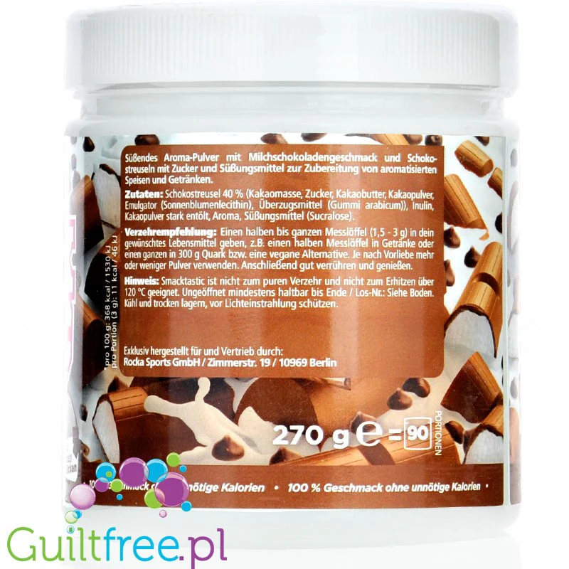 Rocka Nutrition Smacktastic Kiddy Schoko Choco Chip 250g  - słodzący aromat mlecznej czekolady w proszku - Image 3