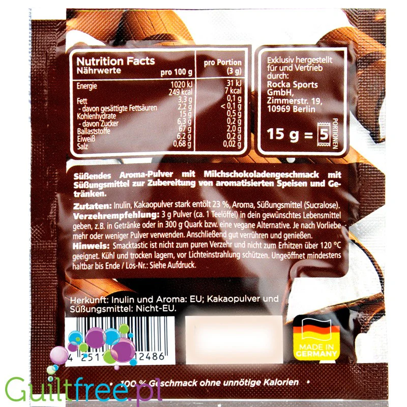 Rocka Nutrition Smacktastic Kiddy Schoko - słodzący mlecznej czekolady w typie kinder - Image 2