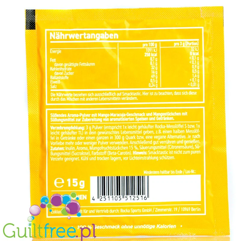 Rocka Nutrition Smacktastic Mango & Maracuja - wegański słodzący aromat mango i marakui, saszetka - Image 2