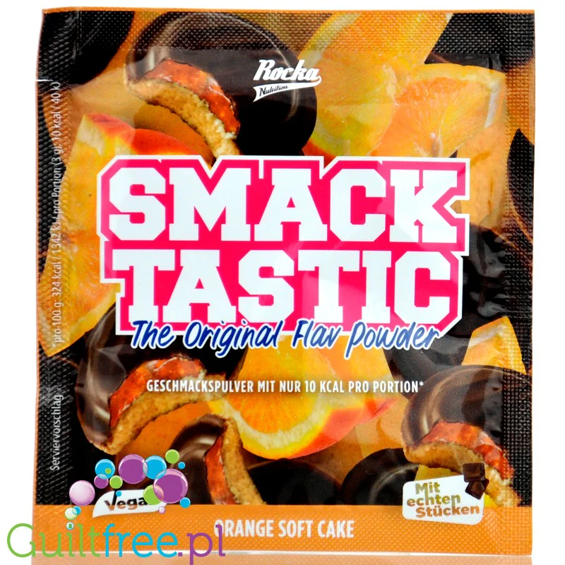 Rocka Nutrition Smacktastic Orange Soft Cake 15g - wegański słodzący aromat w proszku, a la Delicje Pomarańczowe