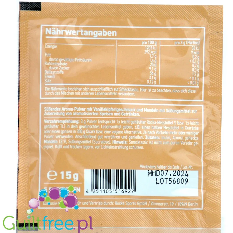 Rocka Nutrition Smacktastic Vanillekipferl 15g - wegański słodzący aromat w proszku ciasteczek wnailiowych - Image 2