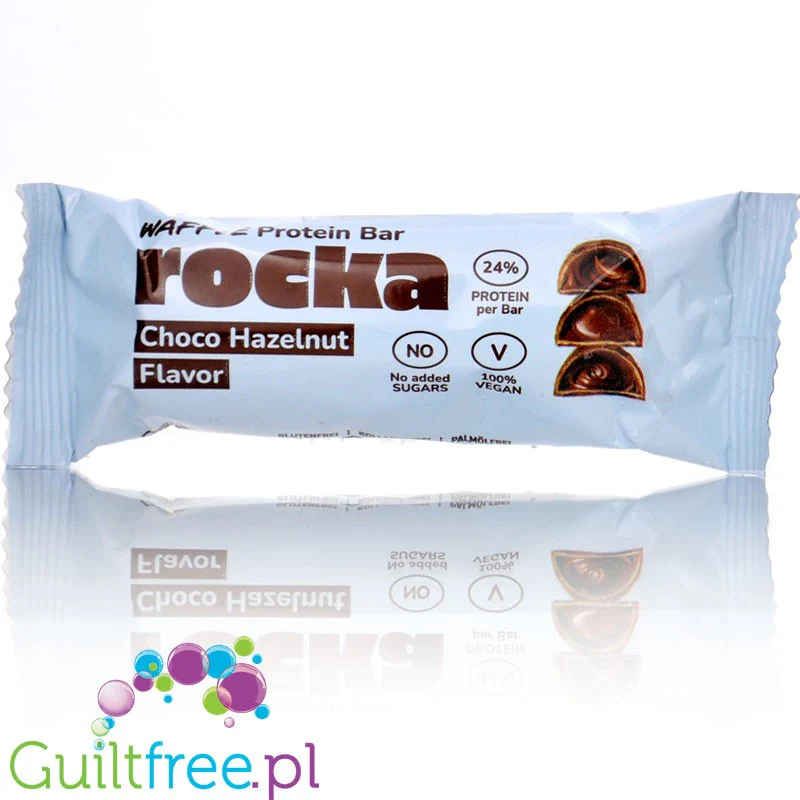 Rocka Nutrition Waffle Protein Bar Choco Hazelnut - wegański wafelek białkowy z nadzieniem orzechowym bez dodatku cukru