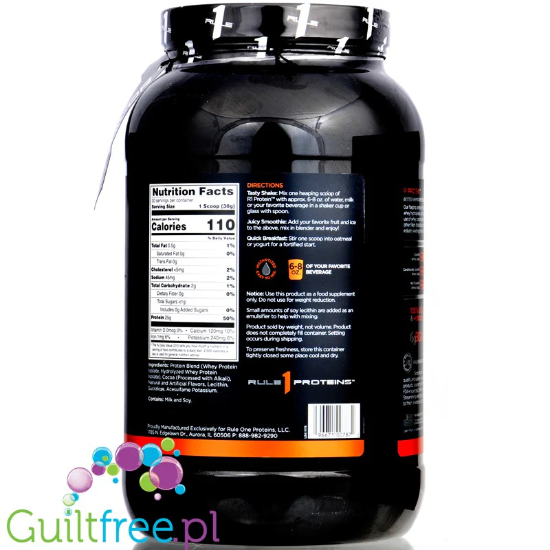 Rule1 R1 Protein Caffé Mocha 0,9KG - beztłuszczowa odżywka białkowa WPI & WPH, 25g białka & 110kcal - Image 3