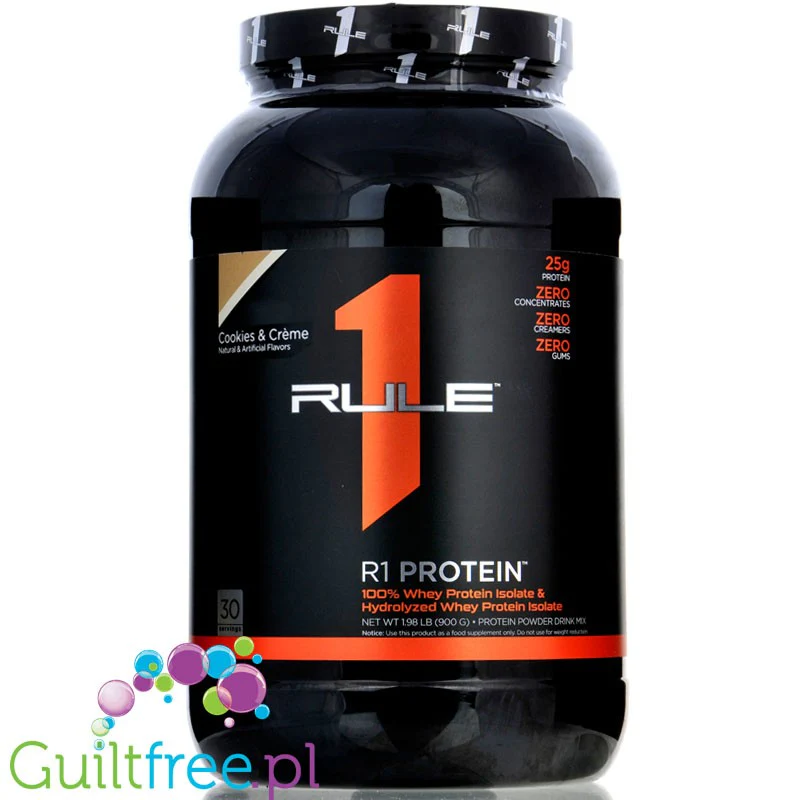 Rule1 R1 Protein Cookies & Crème - beztłuszczowa odżywka białkowa WPI & WPH, 0,9KG