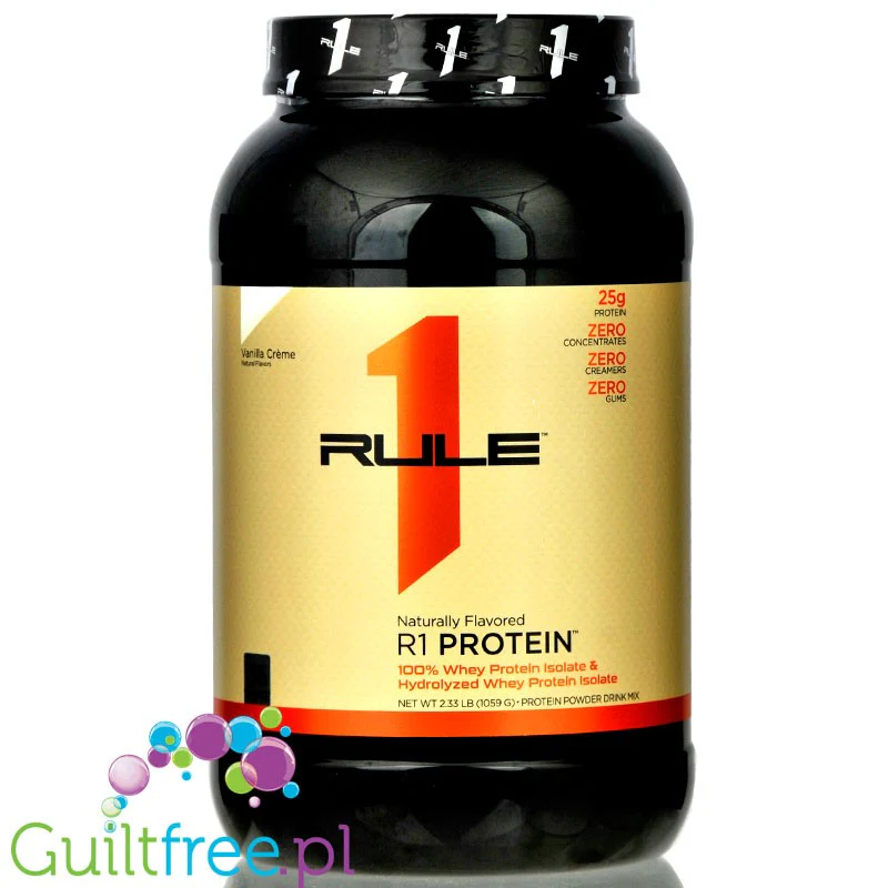 Rule1 R1 Protein Naturally Flavored, Vanila Crème - naturalnie aromatyzowana odżywka białkowa WPI & WPH, 25g białka w 100kcal