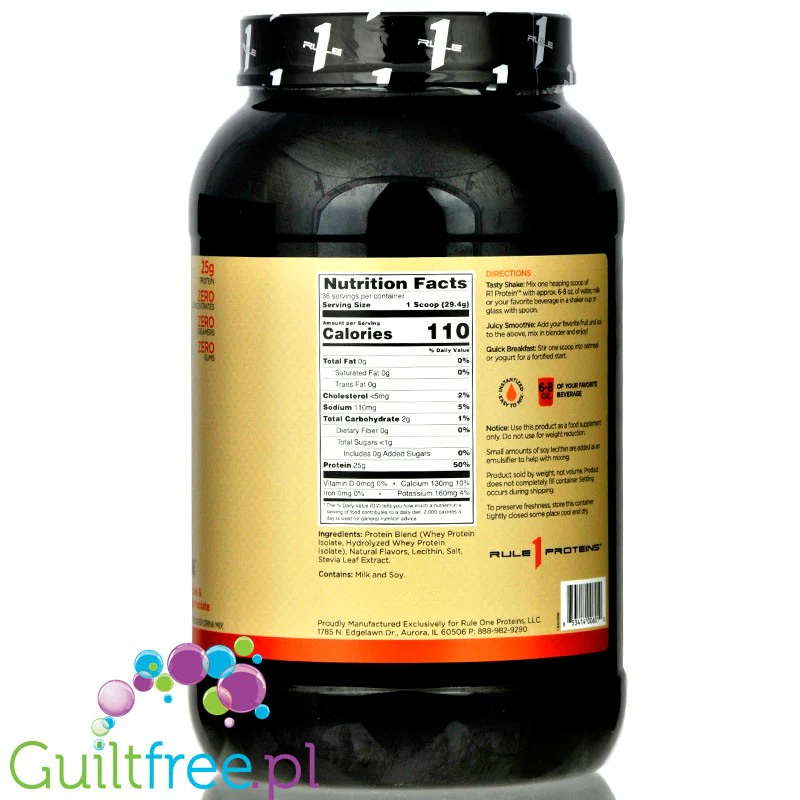 Rule1 R1 Protein Naturally Flavored, Vanila Crème - naturalnie aromatyzowana odżywka białkowa WPI & WPH, 25g białka w 100kcal - Image 3