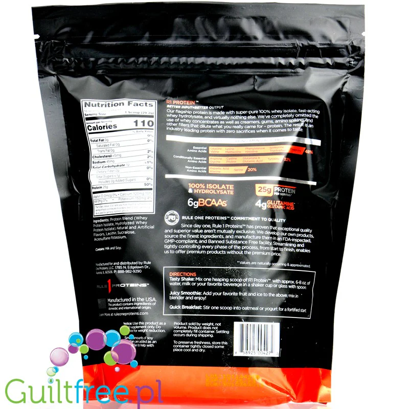 Rule1 R1 Protein Vanilla Crème BAG - odżywka białkowa bez zagęstników, beztłuszczowa formuła WPI & WPH - Image 2