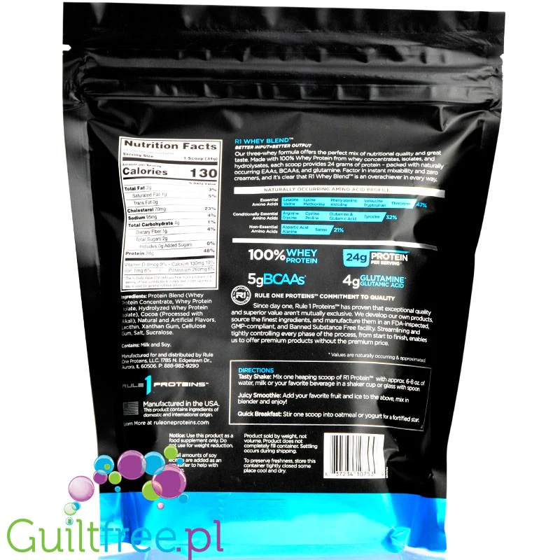 Rule1 R1 Whey Blend Chocolate Fudge 455g - odżywka białkowa z WPI, WPH i WPC - Image 2
