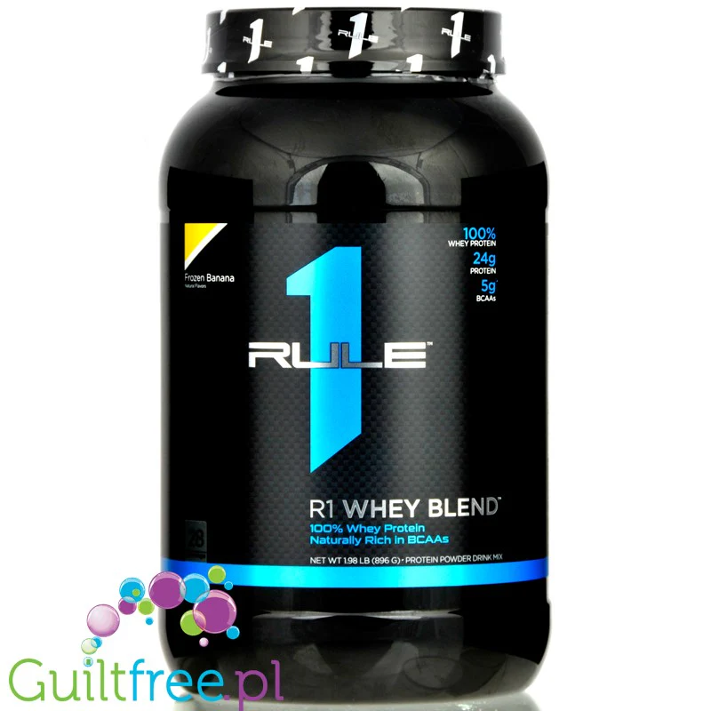 Rule1 R1 Whey Blend Frozen Banana - odżywka białkowa z WPI, WPH i WPC, 878 g