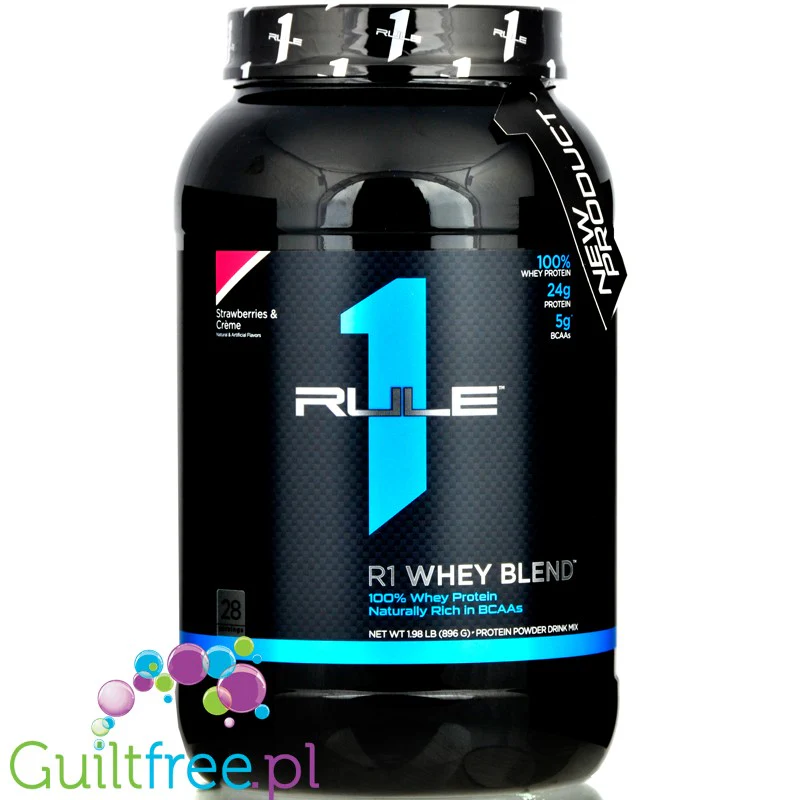 Rule1 R1 Whey Blend Strawberries & Creme 891g - odżywka białkowa z WPI, WPH i WPC