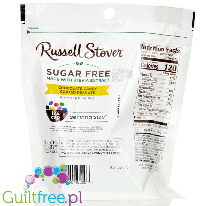 Russel Stover Chocolate Candy Peanuts - orzeszki w czekoladzie i kolorowych skorupkach, bez  cukru - Image 2