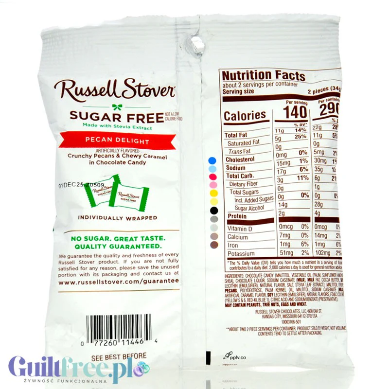 Russel Stover Pecan Delights - nadziewane czekoladki z karmelem i pekanami bez cukru - Image 3