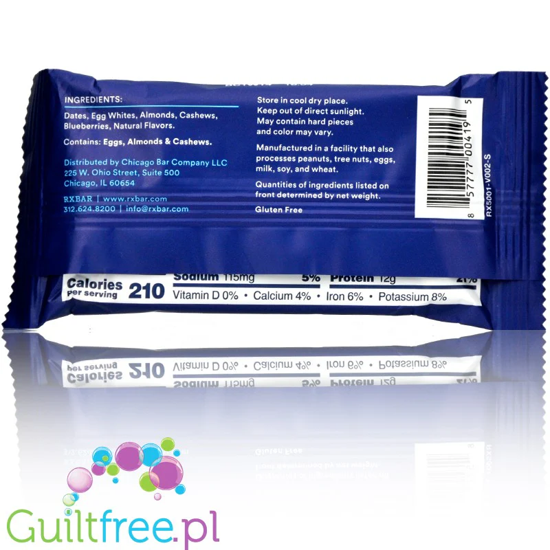 RX Bar Blueberry - naturalny baton proteinowy z białkiem jaj Borówka() - Image 3