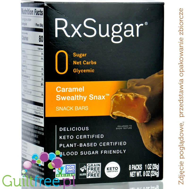 RxSugar Caramel Swealthy Snax Snack Bar - keto baton zero węglowodanó netto - Image 5