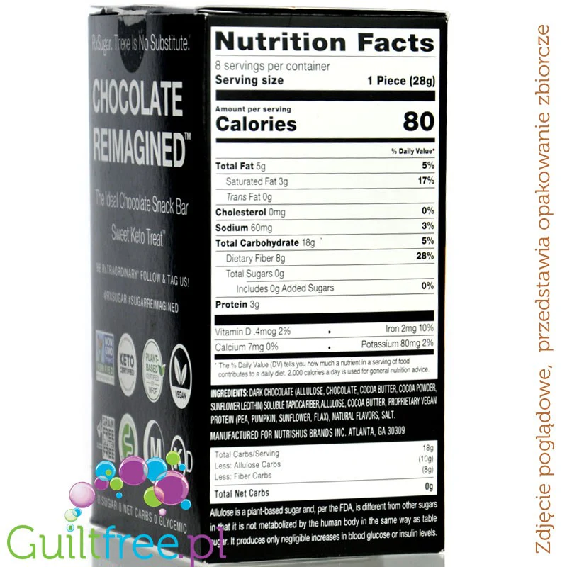 RxSugar Chocolate Swealthy Snax Snack Bar - keto baton zero węglowodanó netto - Image 3