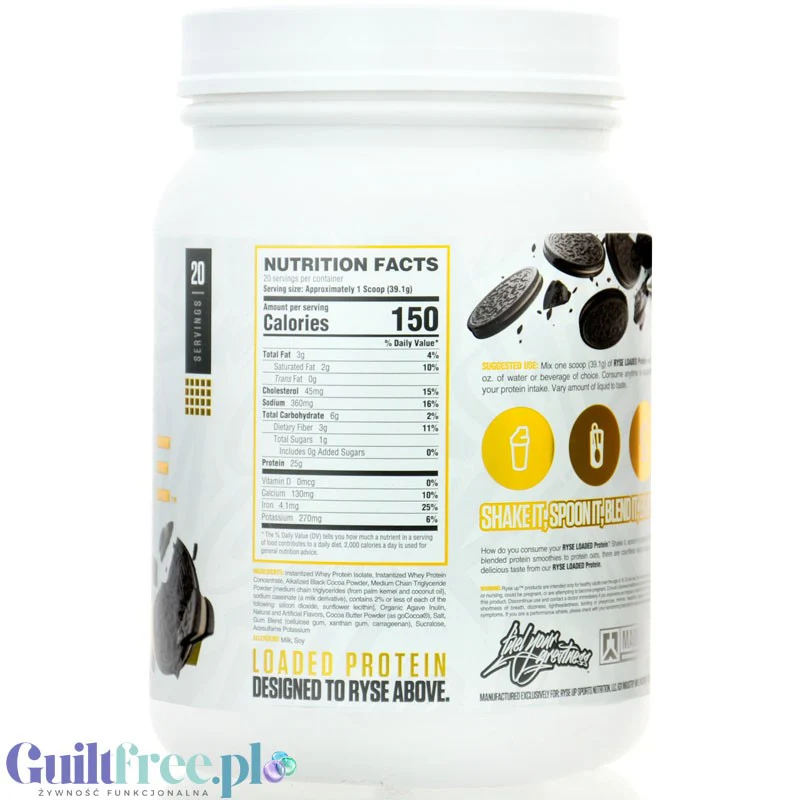 Ryse Loaded Protein Chocolate Cookie Blast 0,78kg - odżywka białkowa z WPC i WPI, 25g białka - Image 2