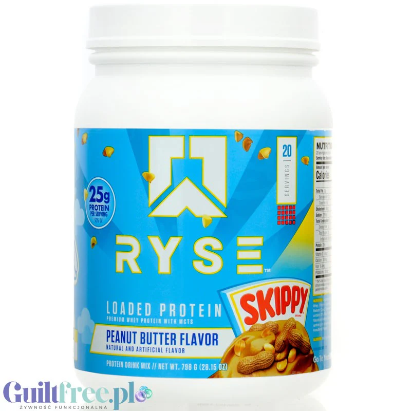 Ryse Loaded Protein Skippy Peanut Butter 0,8kg - odżywka białkowa z WPC i WPI, 25g białka