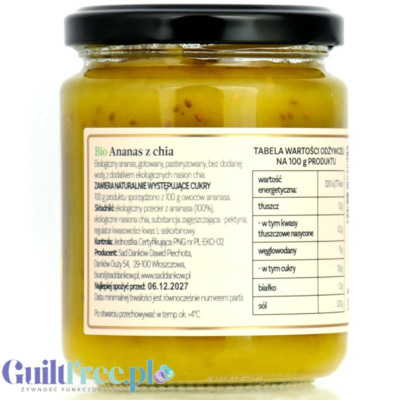 Sad Danków Bio Ananas z Chia, ekologiczny dżem bez dodatku cukru i słodzików, 100% owoców - Image 3