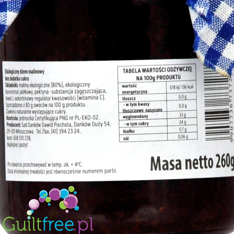 Sad Danków, ekologiczny dżem malinowy bez dodatku cukru - Image 3