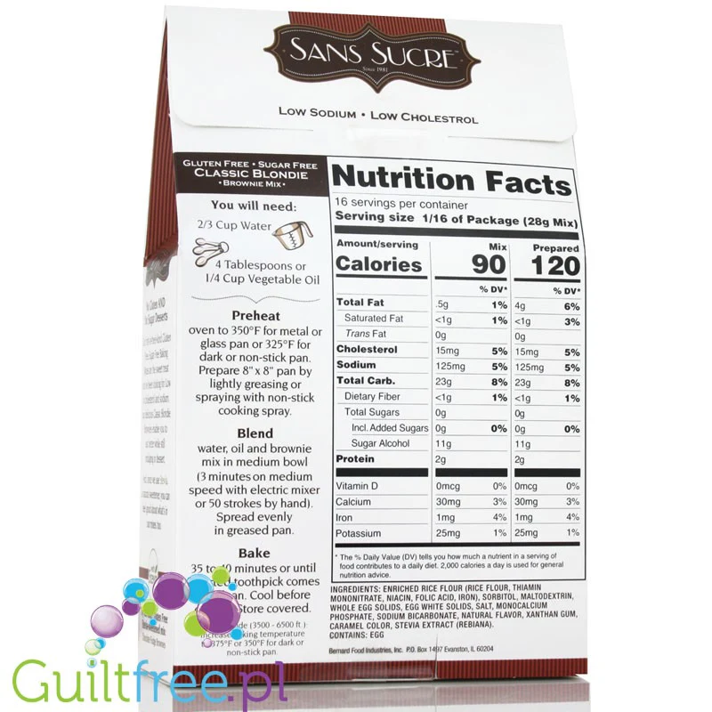 Sans Sucre Sugar free, Gluten free Blondie Mix - bezglutenowa mieszanka do ciasta bez cukru, ze stewią - Image 4