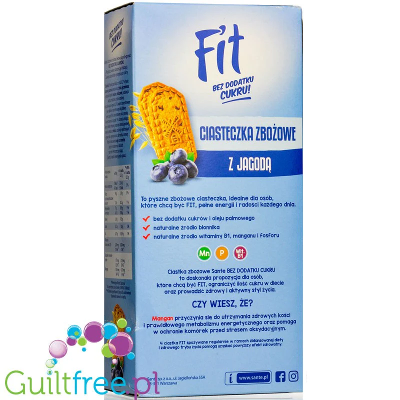 Sante Fit Cereal Biscuits Blueberry - ciasteczka zbożowe z jagodami bez dodatku cukru - Image 3