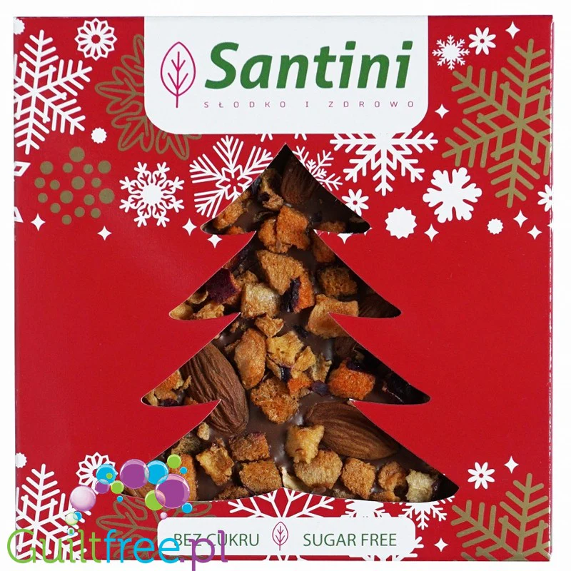 Santini Christmas - ciemna czekolada z ksylitolem ze śliwkami, migdałami i kardamonem 80g