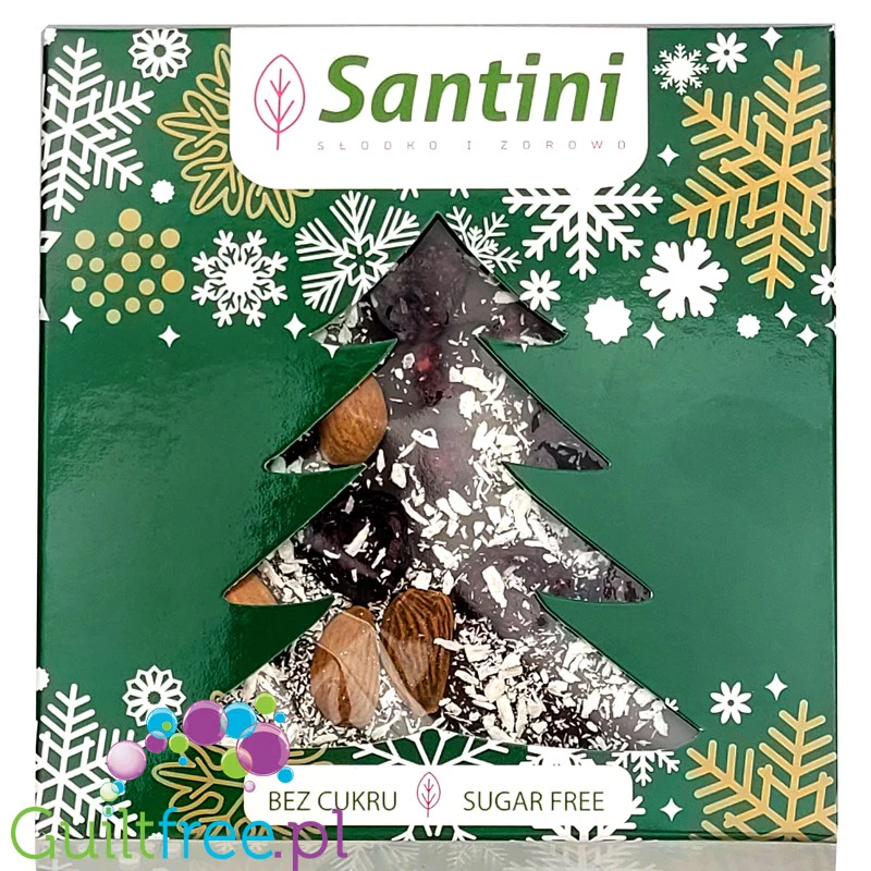 Santini Christmas - czekolada ciemna z ksylitolem z migdałami, wiśnią i kokosem