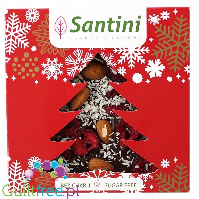 Santini Christmas - czekolada ciemna z ksylitolem z migdałami, wiśnią i kokosem - Image 2