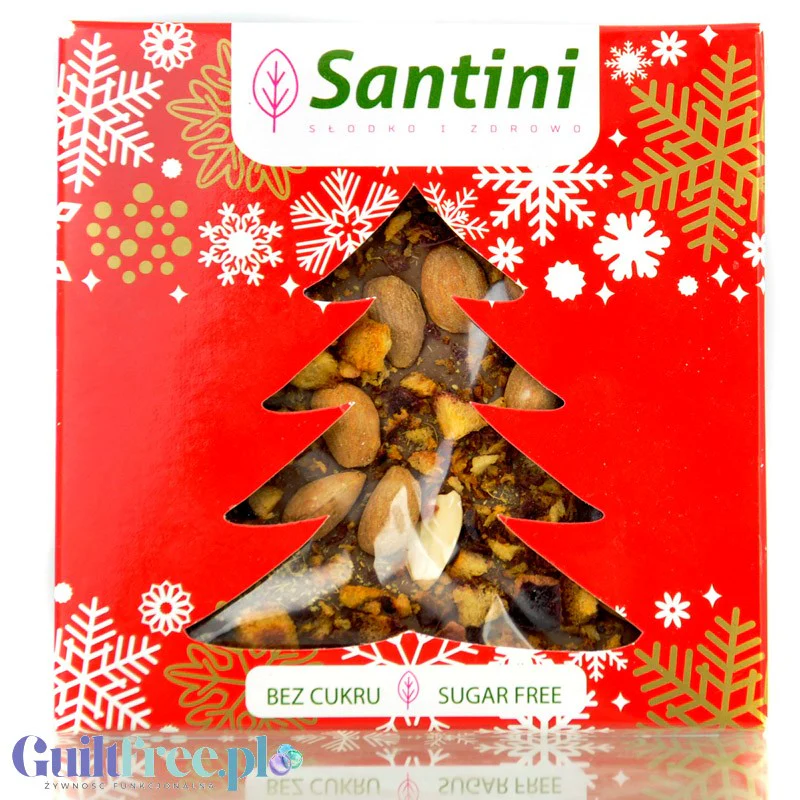 Santini Christmas Mleczna czekolada Śliwka, Migdał & Kardamon bez dodatku cukru, wersja świąteczna