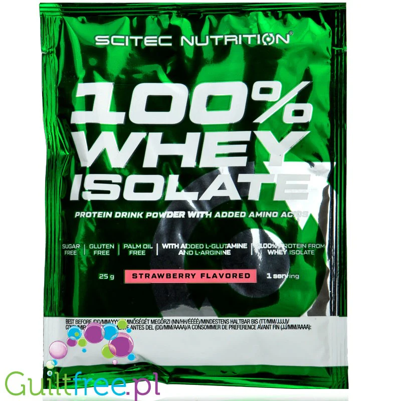Scitec 100% Whey Isolate Strawberry - odżywka białkowa WPI, Truskawka